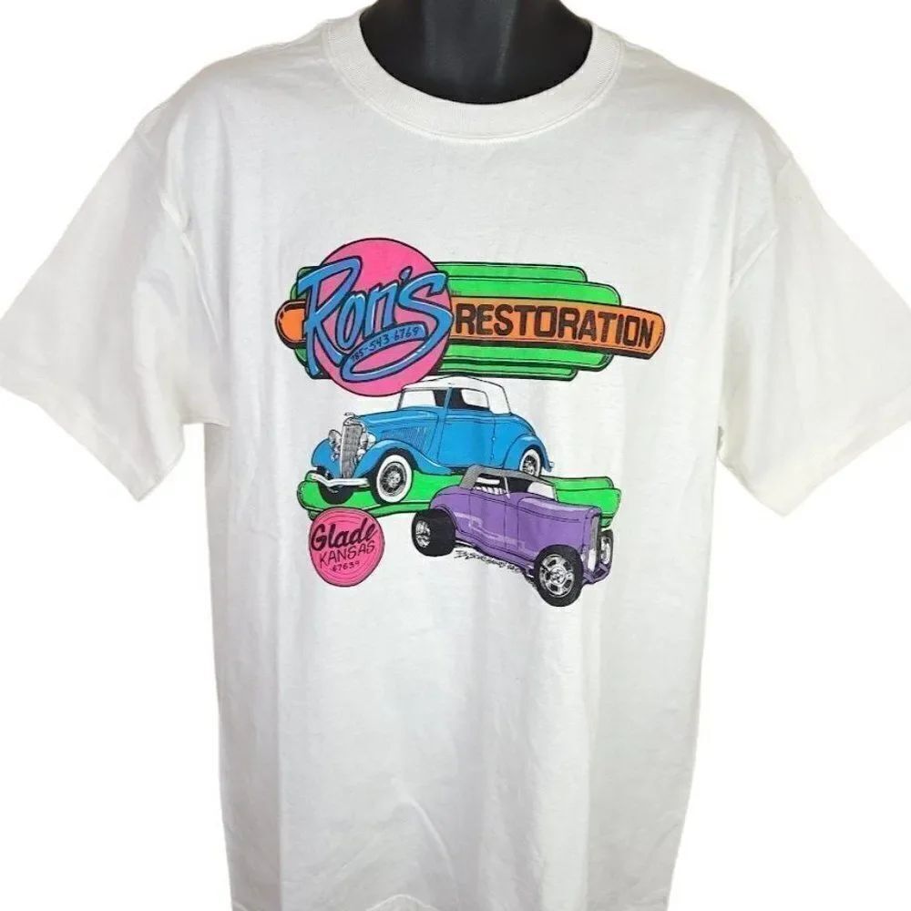 Classic Cars T Shirt Vintage 90s Street Hot Rods Rons Restoration Mens Large